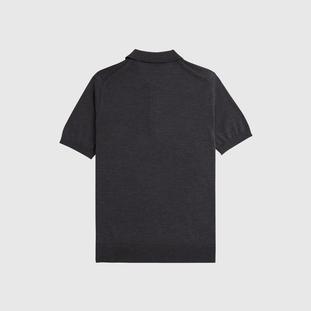 Fred Perry Classic Knitted Shirt SS - Dark Grey Marl - Back