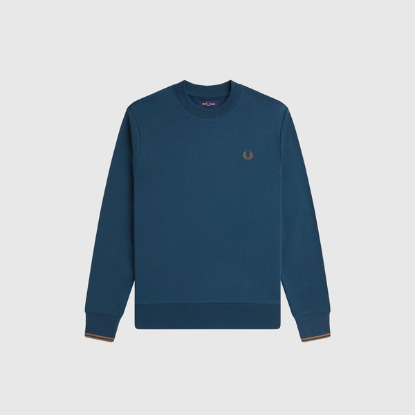 Fred Perry Crew Neck Sweatshirt - Dark Petrol / Shaded Stone - Front