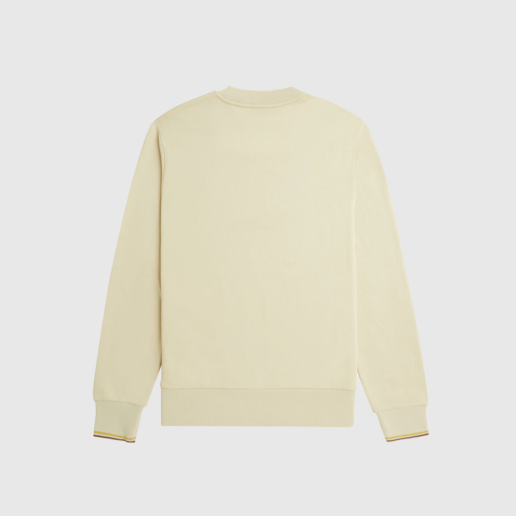 Fred Perry Crew Neck Sweatshirt - Oatmeal / Whisky Brown - Back