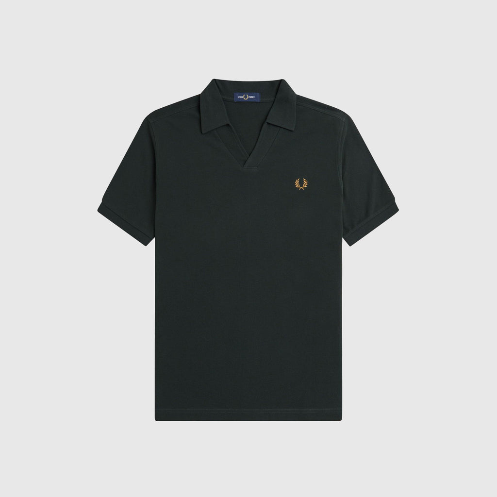 Fred Perry Open Collar Polo Shirt - Night Green - Front