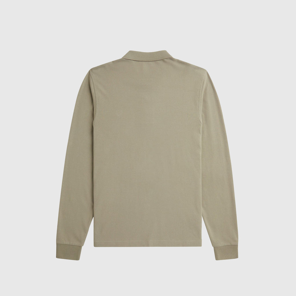 Fred Perry LS Plain Fred Perry Shirt - Warm Grey / Brick - Back