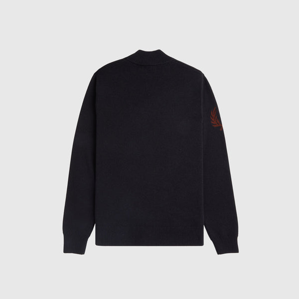 Fred Perry Laurel Wreath Mock Neck Jumper - Black - Back