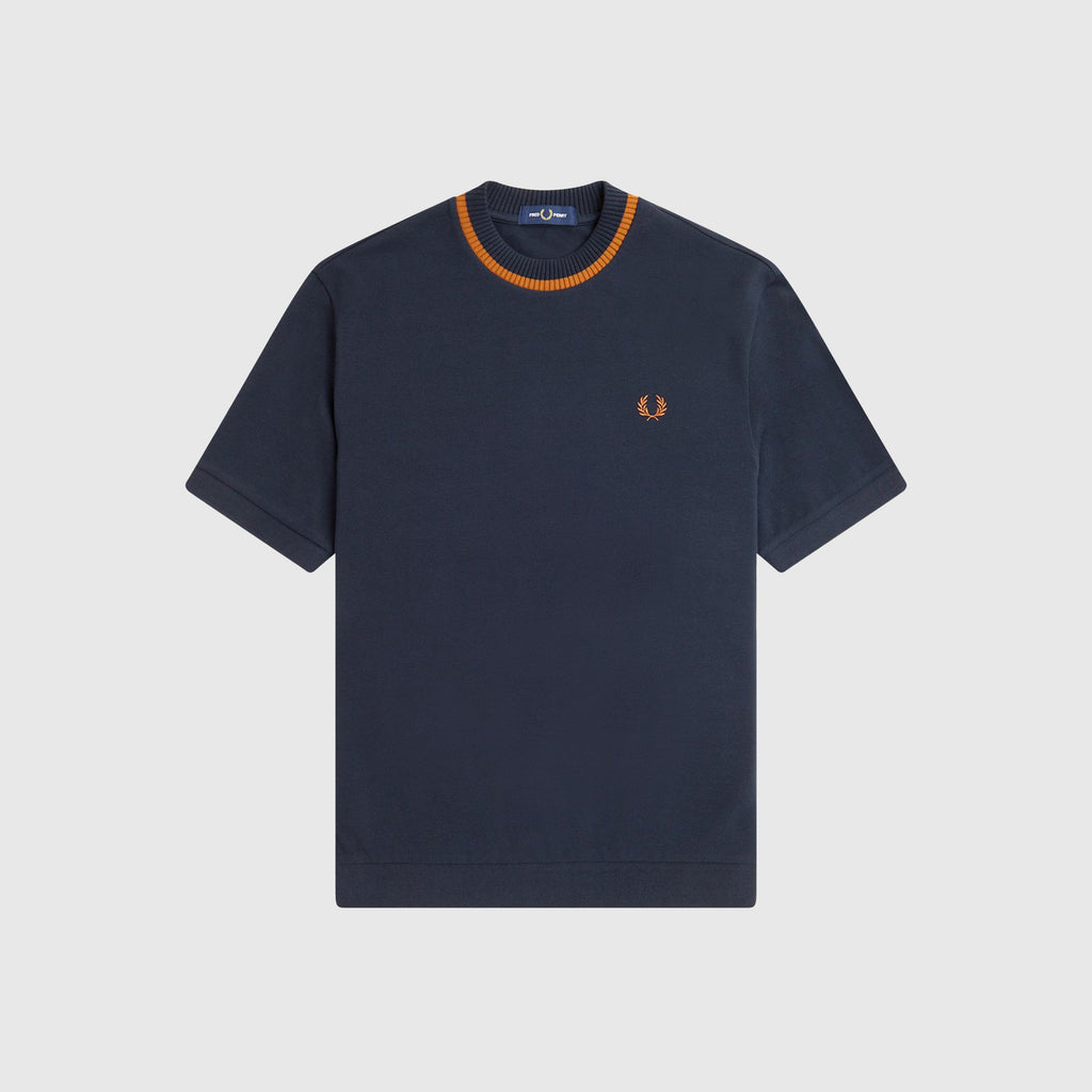 Fred Perry Crewneck Pique T-Shirt - Navy - Front