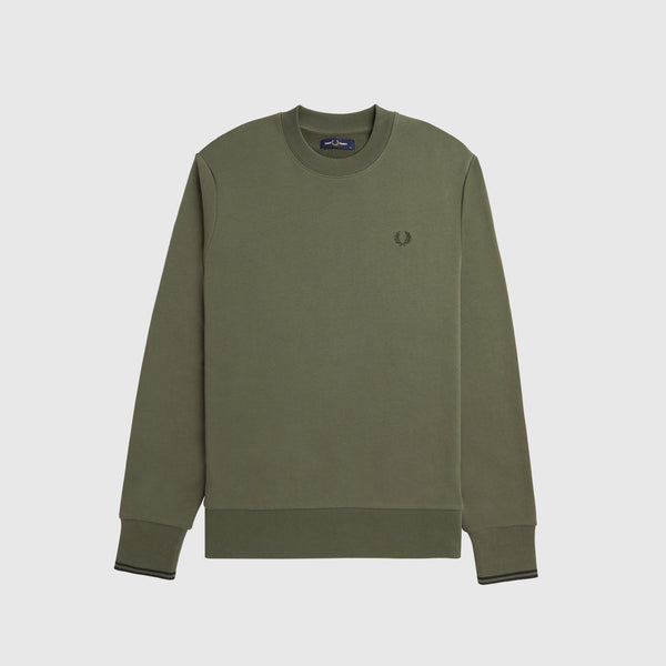 Fred Perry Crew Neck Sweatshirt - Laurel Wreath Green / Green - Front