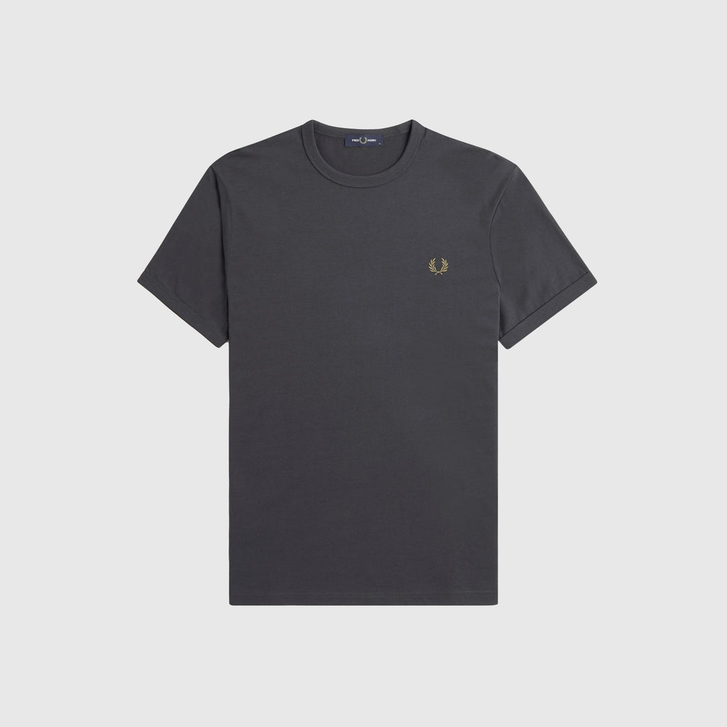 Fred Perry Ringer Tee - Anchor Grey / Dark Caramel - Front