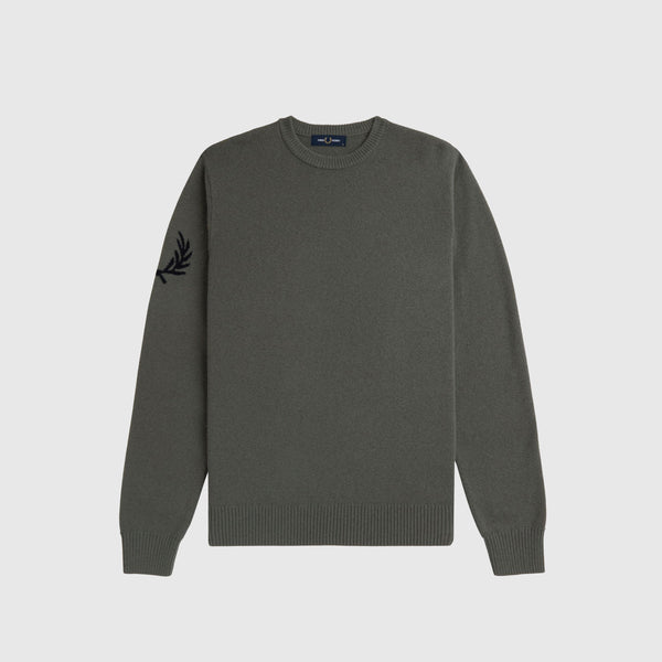 Fred Perry Laurel Wreath Jumper - Field Green - Front
