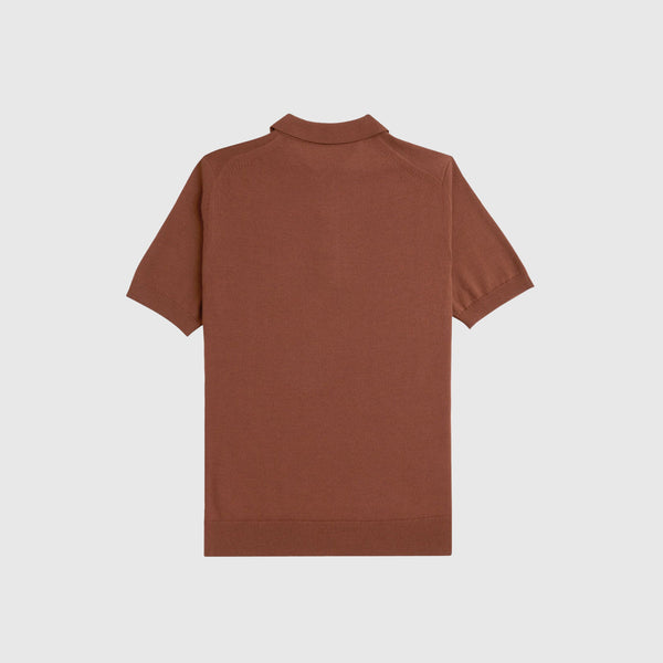 Fred Perry Classic Knitted Shirt SS - Whisky Brown - Back