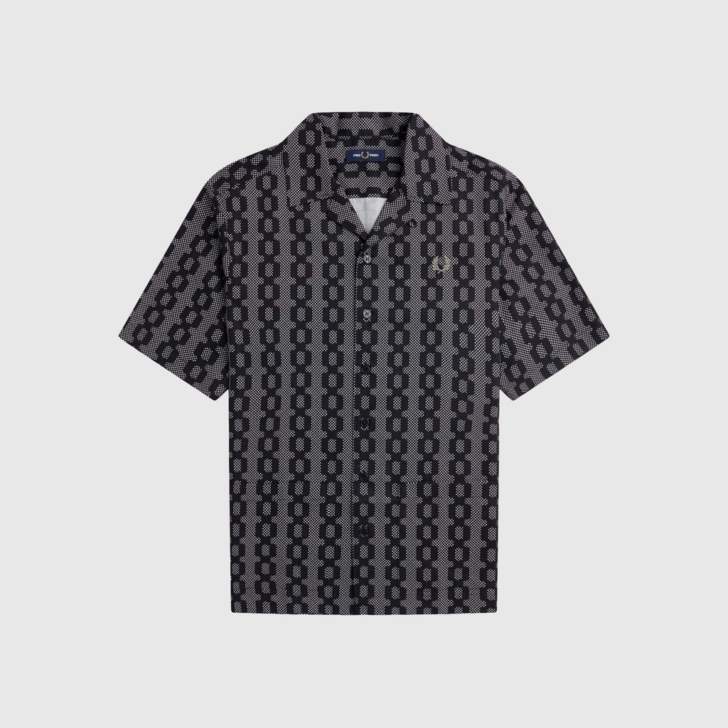 Fred Perry Cable Print Reverse Shirt - Black - Front
