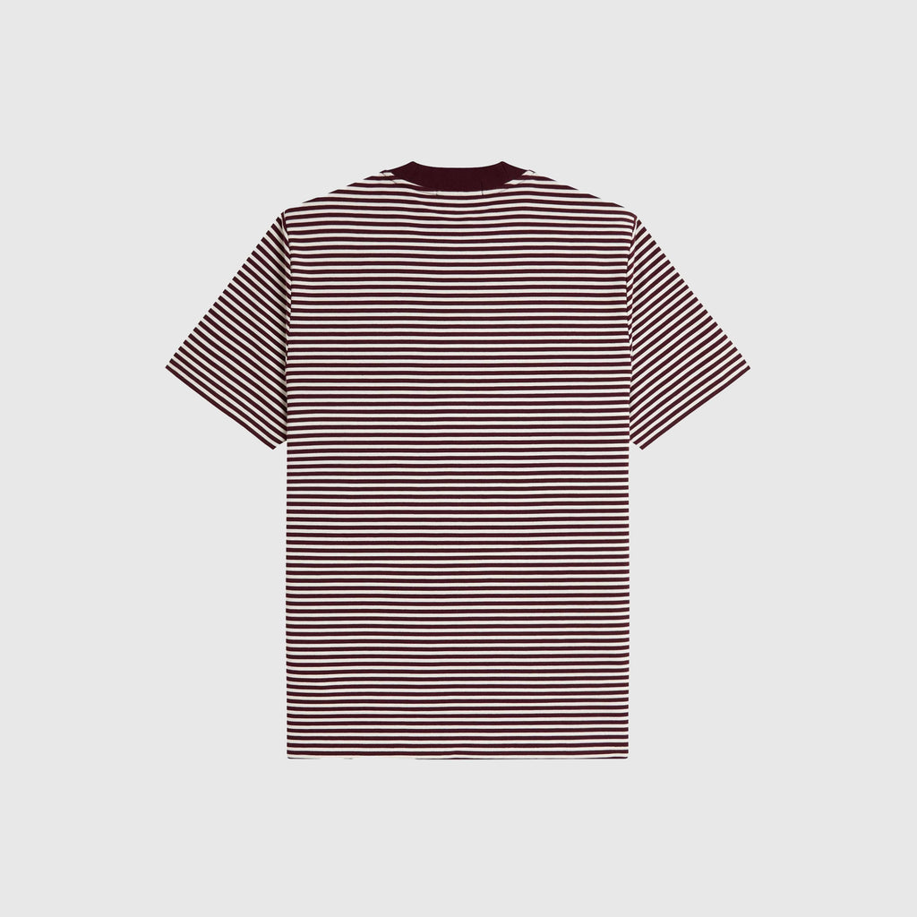 Fred Perry Fine Stripe Heavy Weight Tee - Oxblood - Back
