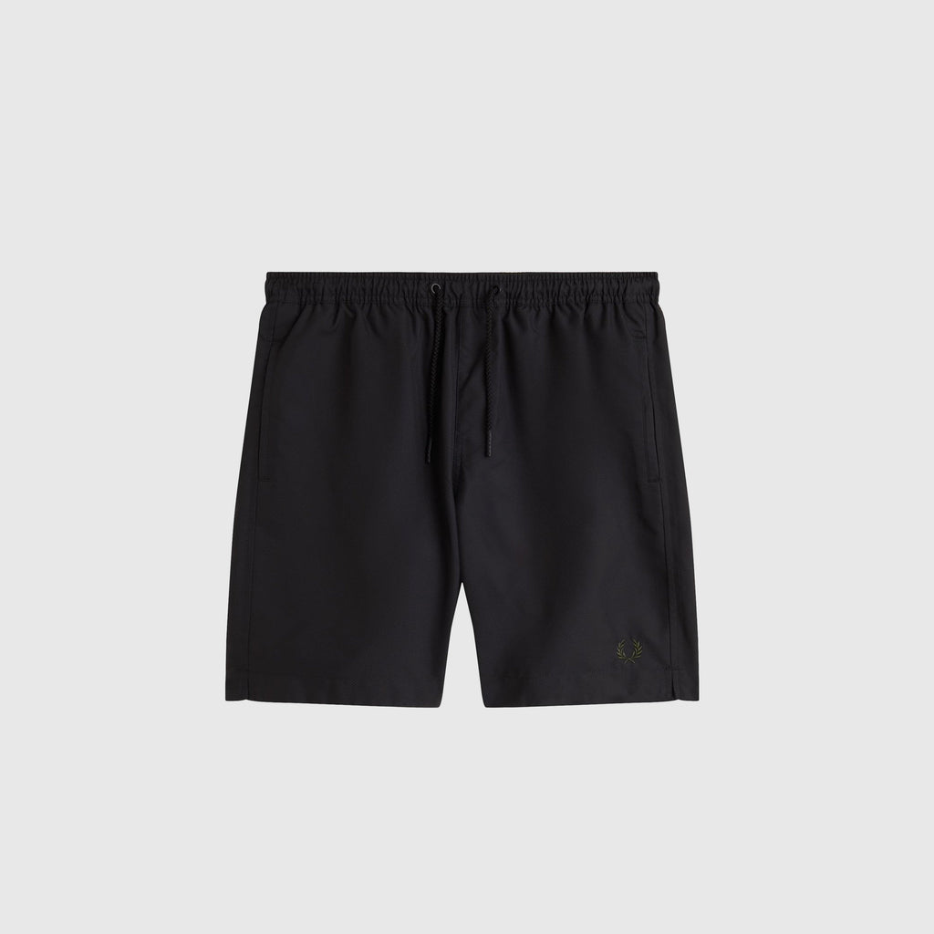 Fred Perry Classic Swimshort - Black / Court Green - Front