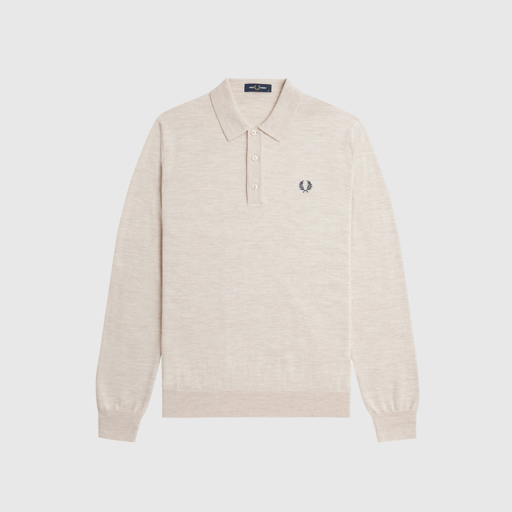 Fred Perry Classic Knitted Shirt - Porridge Marl - Front