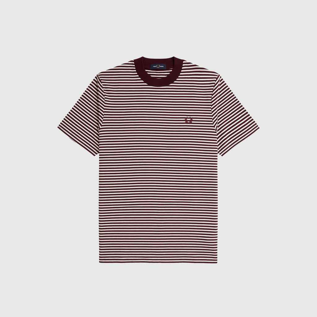 Fred Perry Fine Stripe Heavy Weight Tee - Oxblood - Front