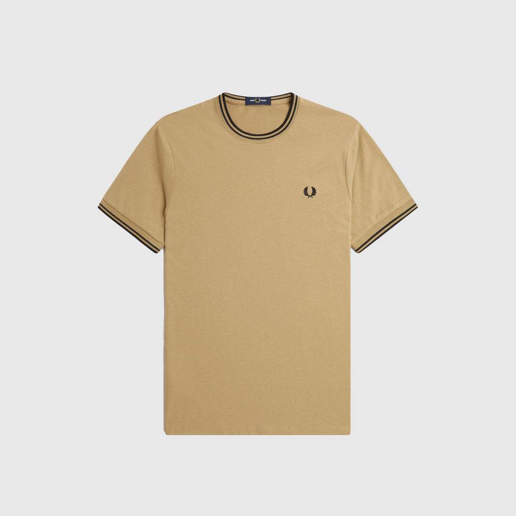 Fred Perry Twin Tipped T-shirt - Warm Stone / Black - Front