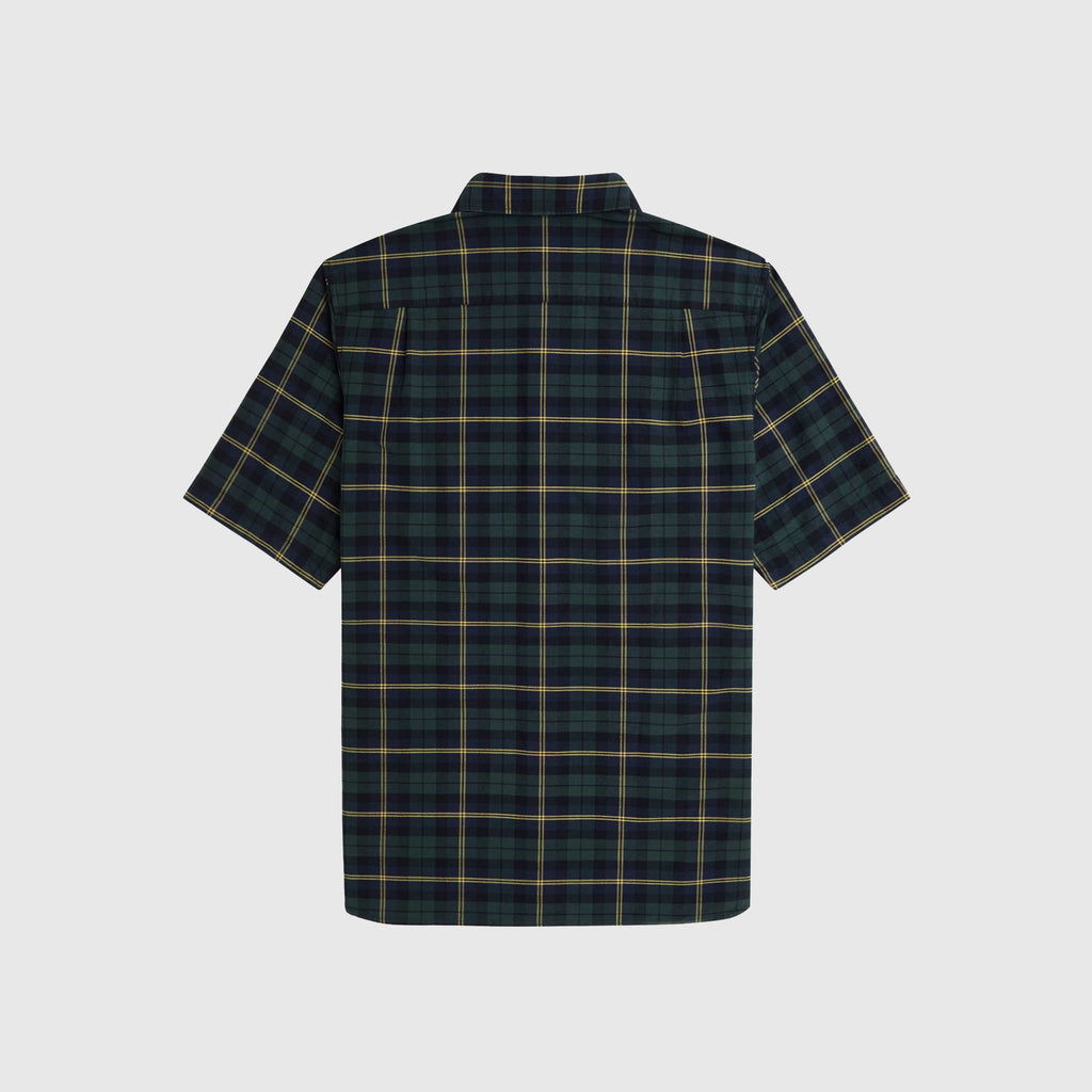 Fred Perry Oxford Tartan SS Shirt - Navy - Back