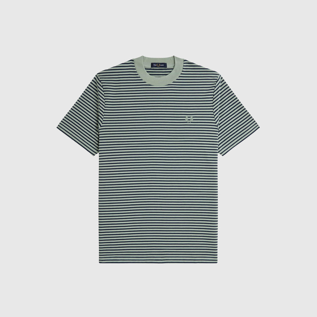 Fred Perry Fine Stripe Heavy Weight Tee - Bayleaf - Front
