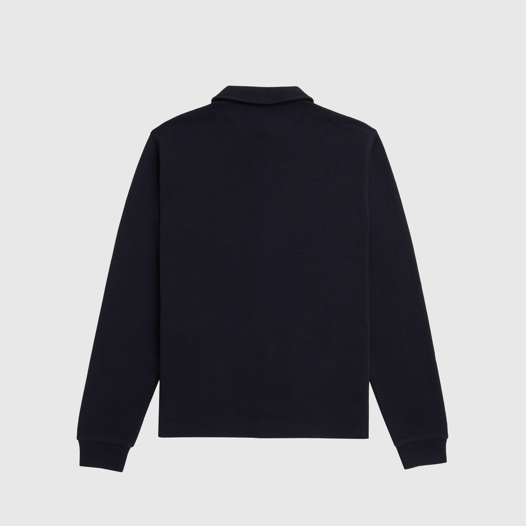 Fred Perry Button Through Long Sleeve POL - Navy - Back