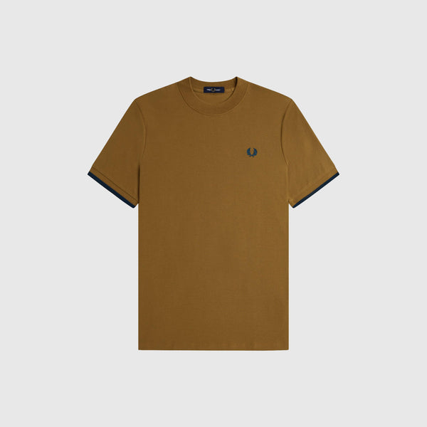 Fred Perry Tipped Cuff Pique Shirt - Shaded Stone - Front