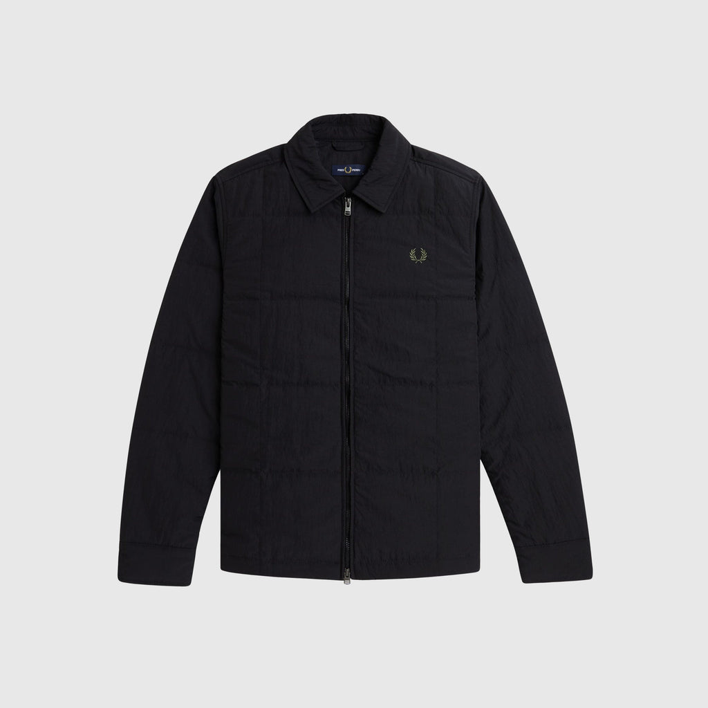 Fred Perry Quilted Overshirt - Black - Front