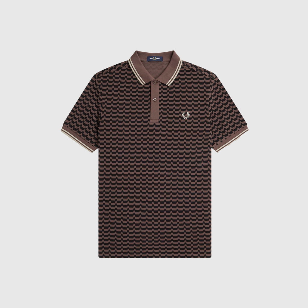 Fred Perry Abstract Graphic FP Polo Shirt - Carrington Brick - Front