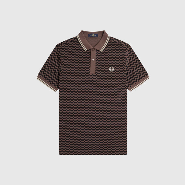 Fred Perry Abstract Graphic FP Polo Shirt - Carrington Brick - Front