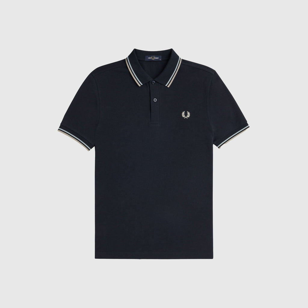 Fred Perry Twin Tipped Fred Perry Shirt - Navy / Silver Blue / Warm Grey - Front