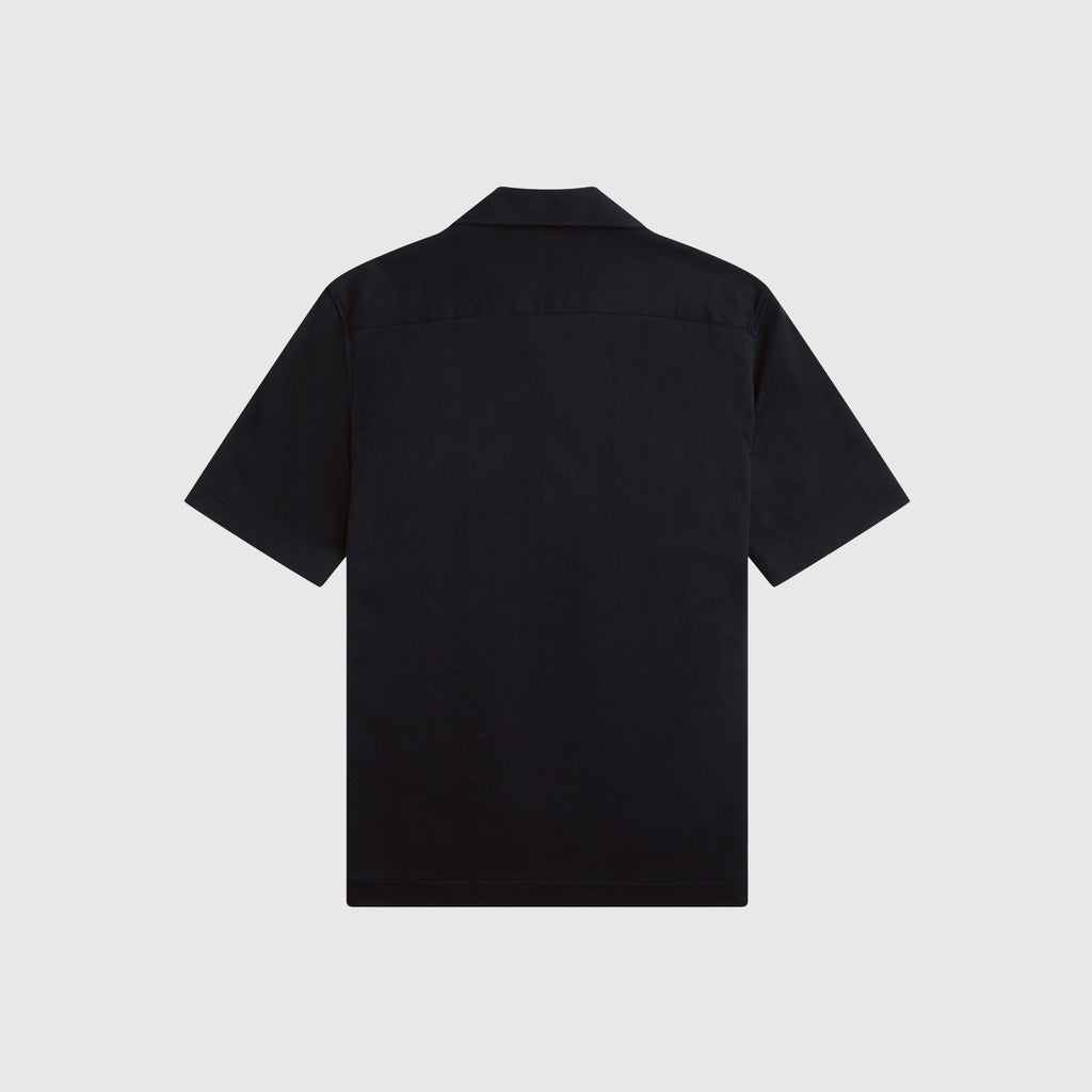 Fred Perry Woven Mesh Panel Revere Shirt - Black - Back