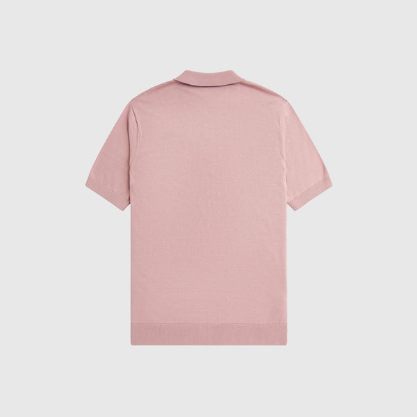 Fred Perry Texture Front Knitted Shirt - Dusty Rose Pink - Back