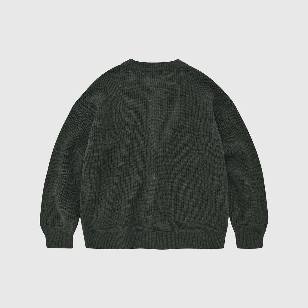 Frizmworks Heavy Wool Round Cardigan - Forest Green - Back