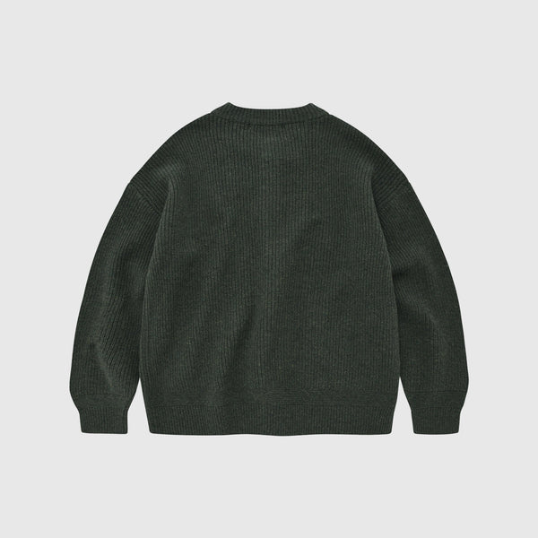 Frizmworks Heavy Wool Round Cardigan - Forest Green - Back