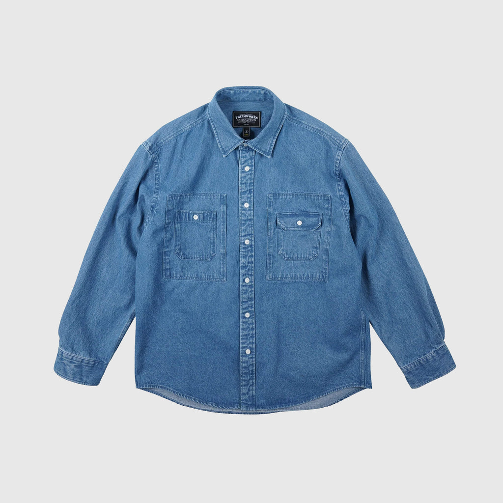 Frizmworks Bleach Denim Utility Shirt - Mid Blue - Front