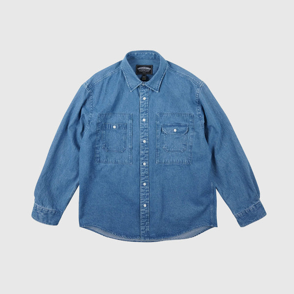Frizmworks Bleach Denim Utility Shirt - Mid Blue - Front