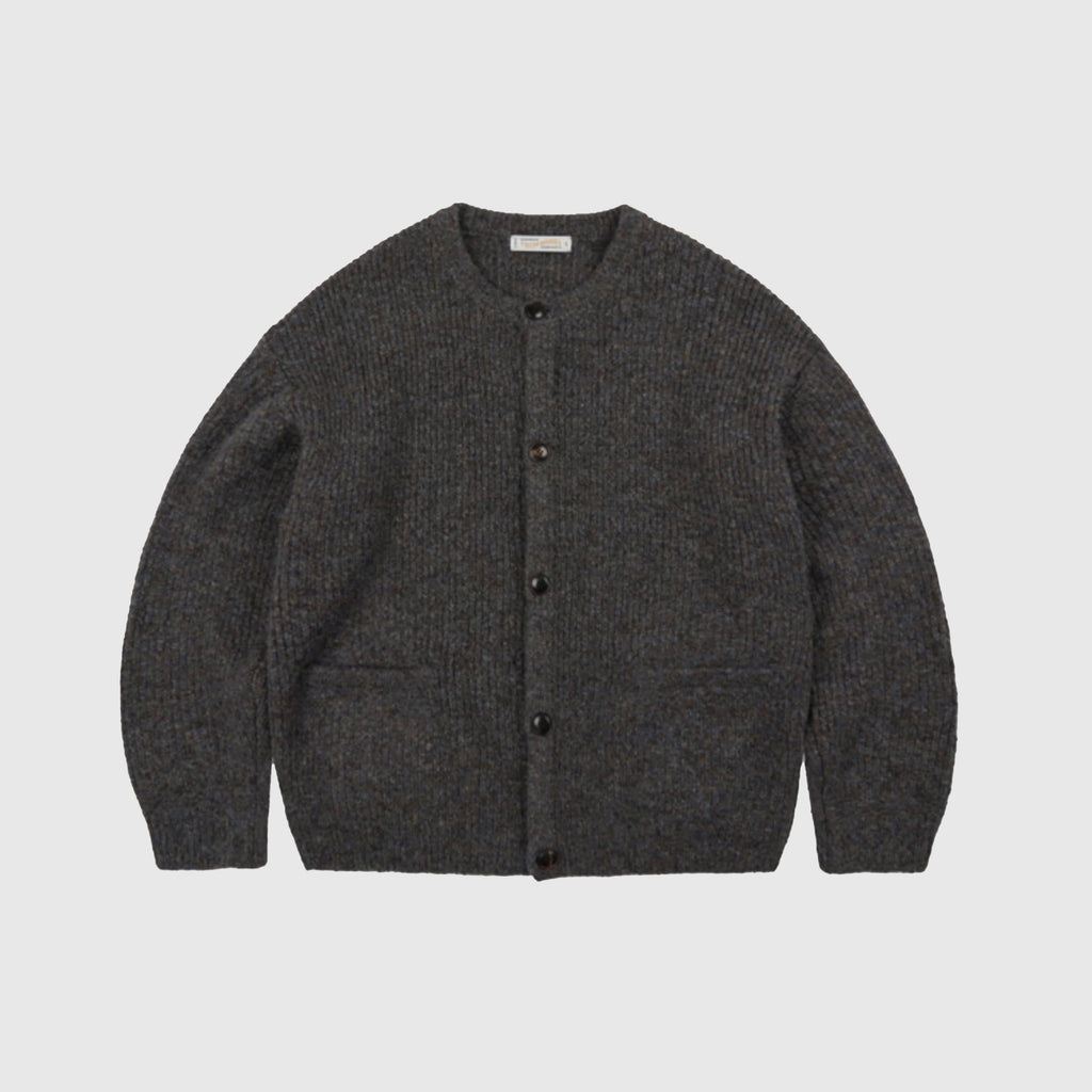 Frizmworks Brushed Wool Round Cardigan - Brown - Front
