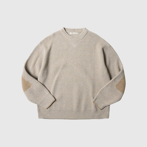 Frizmworks Patch Round Pullover Knit - Oatmeal - Front