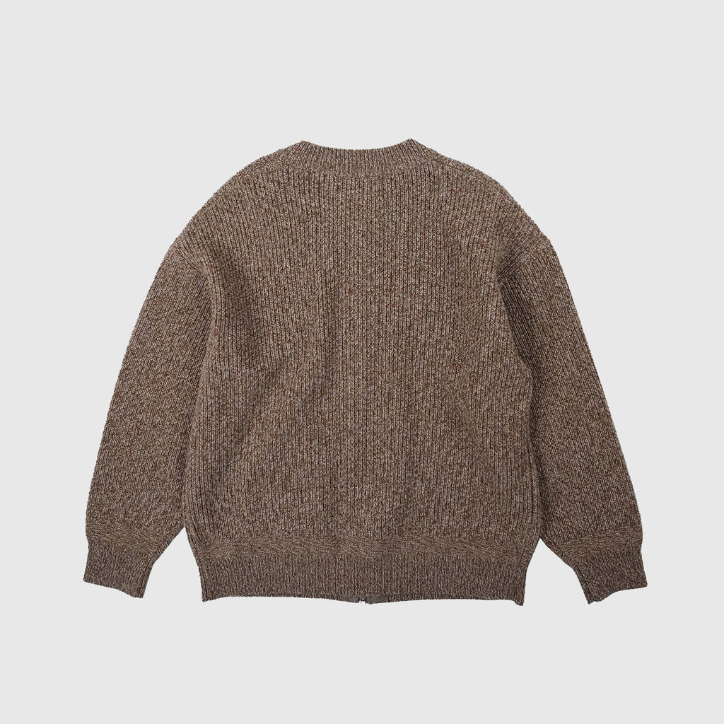 Frizmworks Tweed Wool Zipup Cardigan - Brown - Back