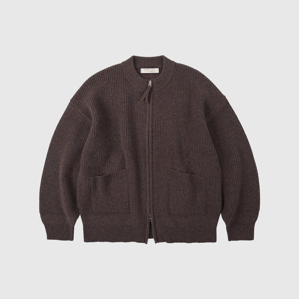 Frizmworks Wool Deck Zipup Cardigan - Choco Brown - Front