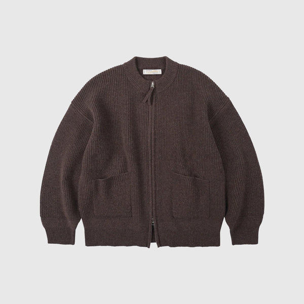 Frizmworks Wool Deck Zipup Cardigan - Choco Brown - Front