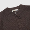 Frizmworks Wool Deck Zipup Cardigan - Choco Brown - Front Close Up