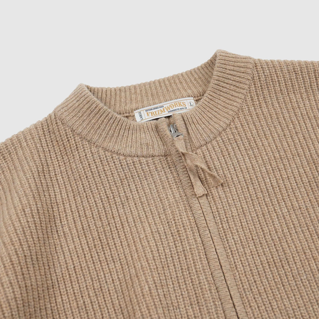 Frizmworks Wool Deck Zipup Cardigan - Oatmeal - Front Close Up