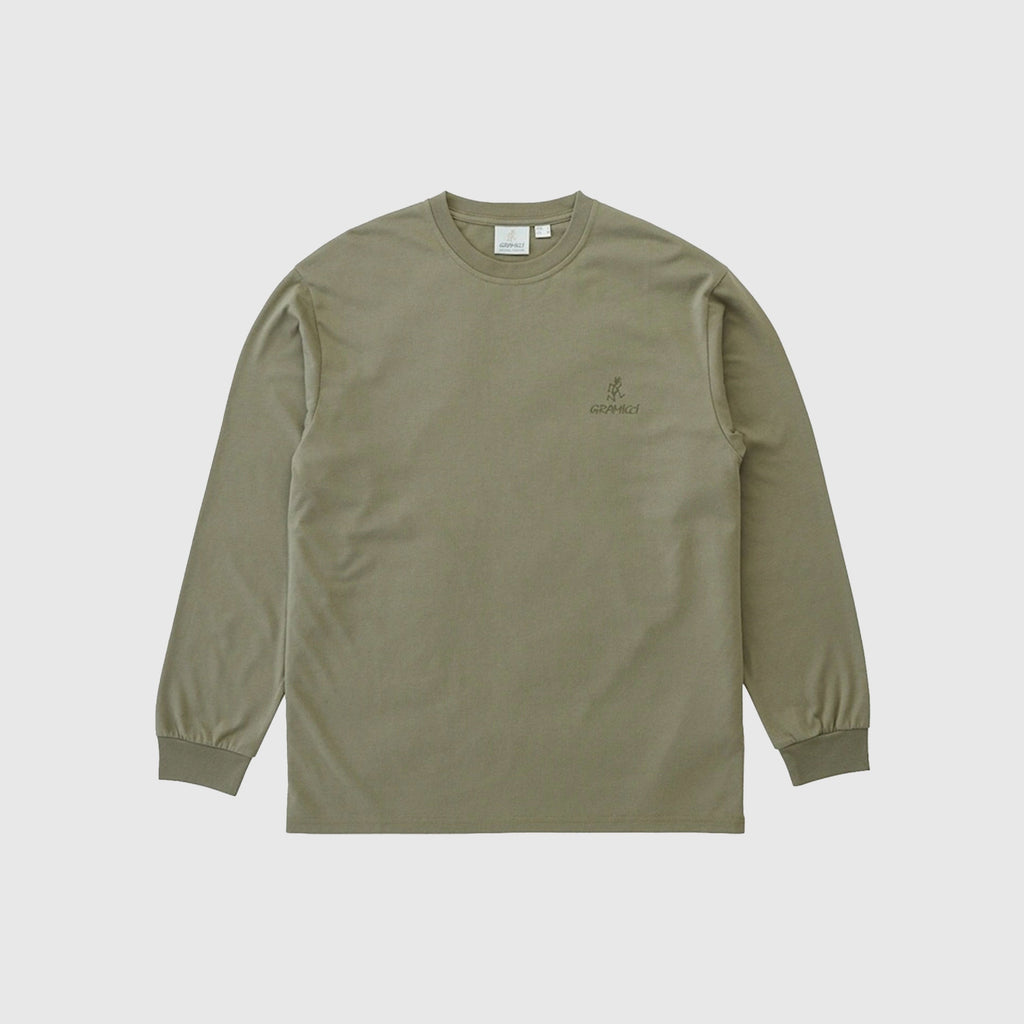 Gramicci One Point Logo L/S Tee - Khaki - Front