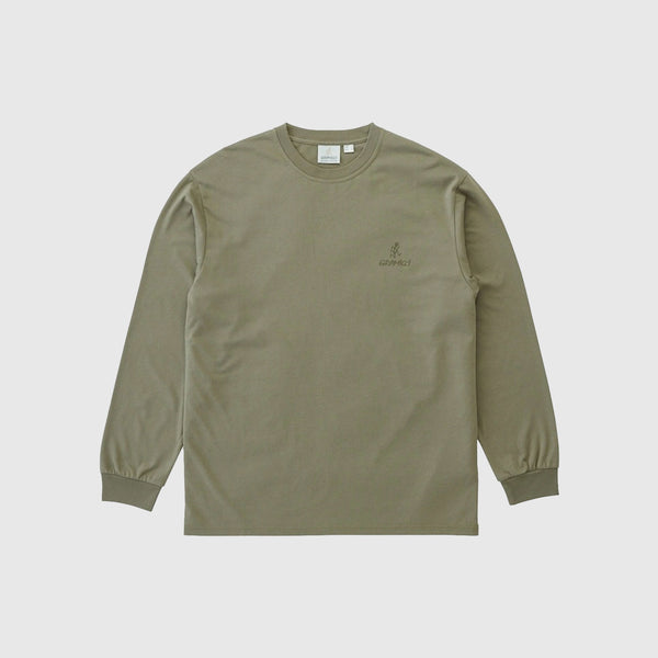Gramicci One Point Logo L/S Tee - Khaki - Front