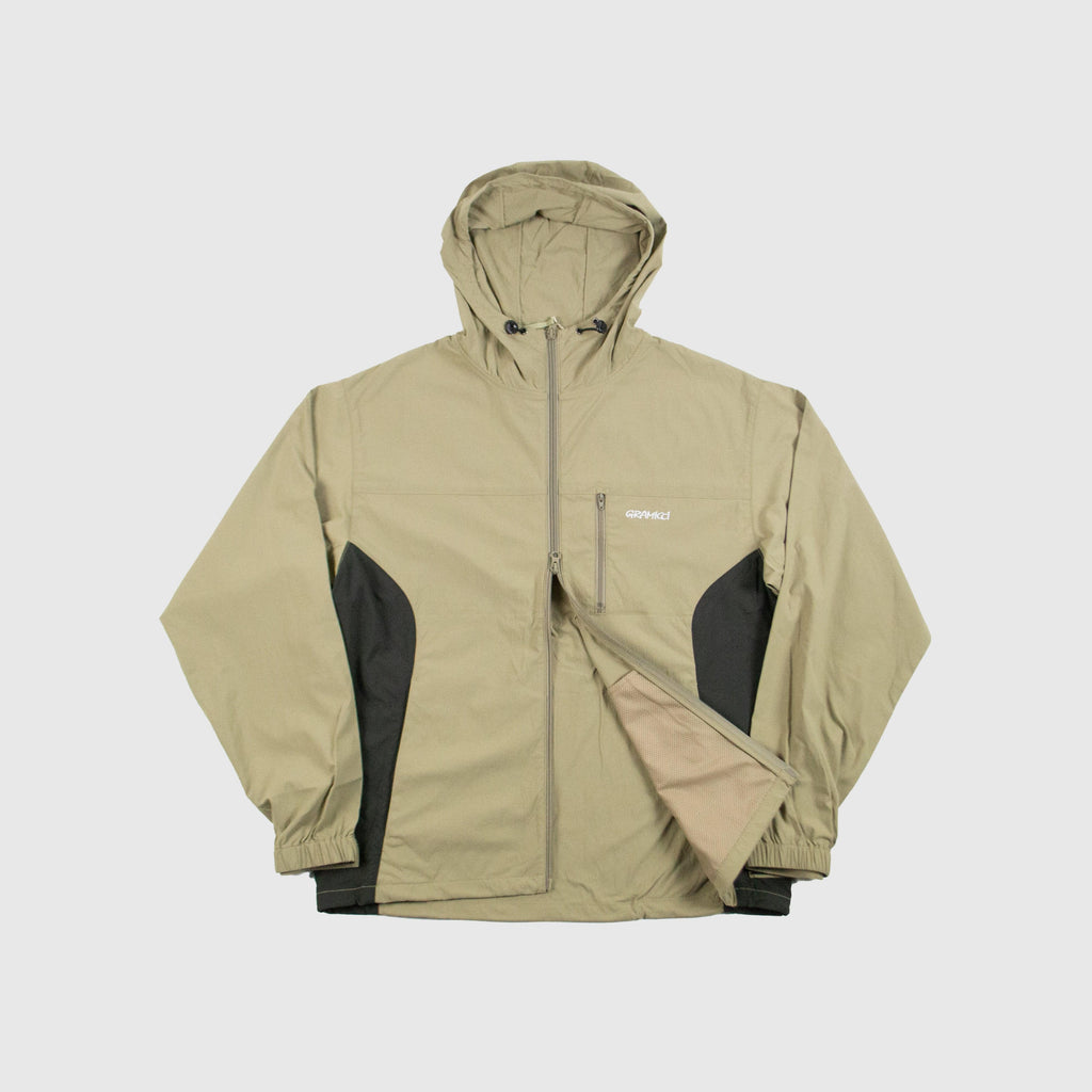 Gramicci Softshell Nylon Hooded Jacket - Taupe - Front Open