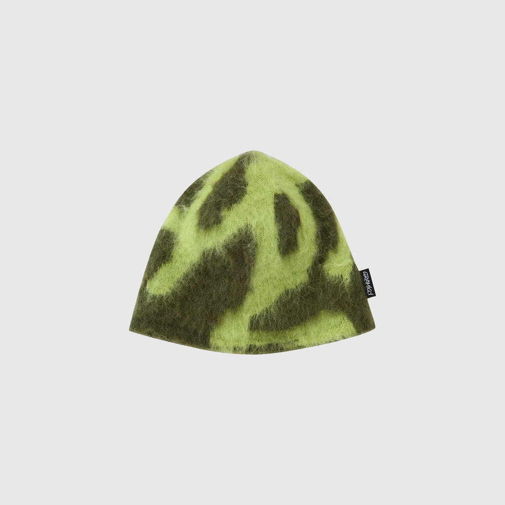 Gramicci Mohair Burly Running Man Beanie - Chartreuse Front