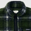 Gramicci Shadow Plaid Sherpa Jacket - Olive Shadow Plaid - Front Close Up