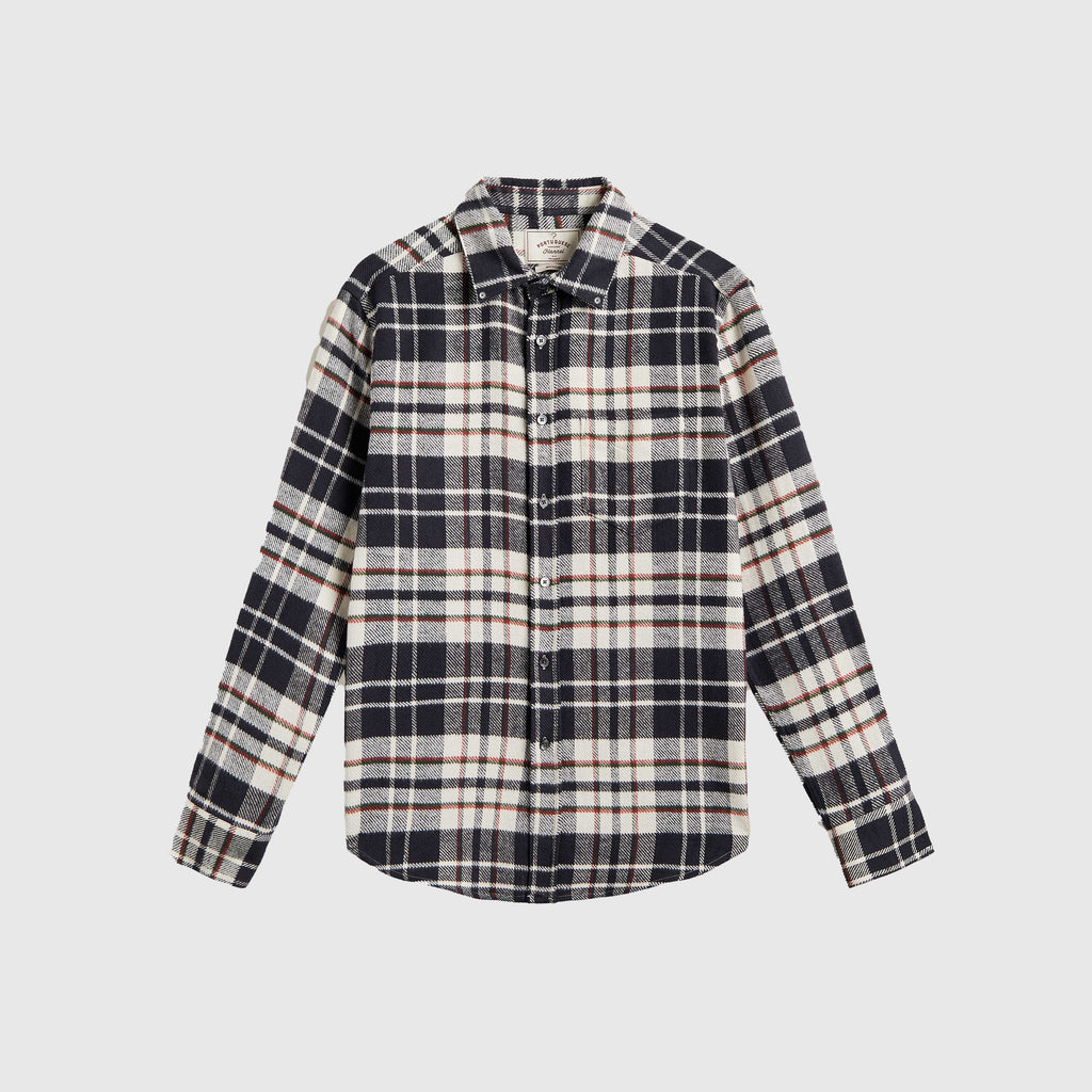 Portuguese Flannel Hillside Shirt - Navy / Ecru - Front