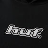 HUF Logo Applique Hooded Fleece - Black - Front Close Up