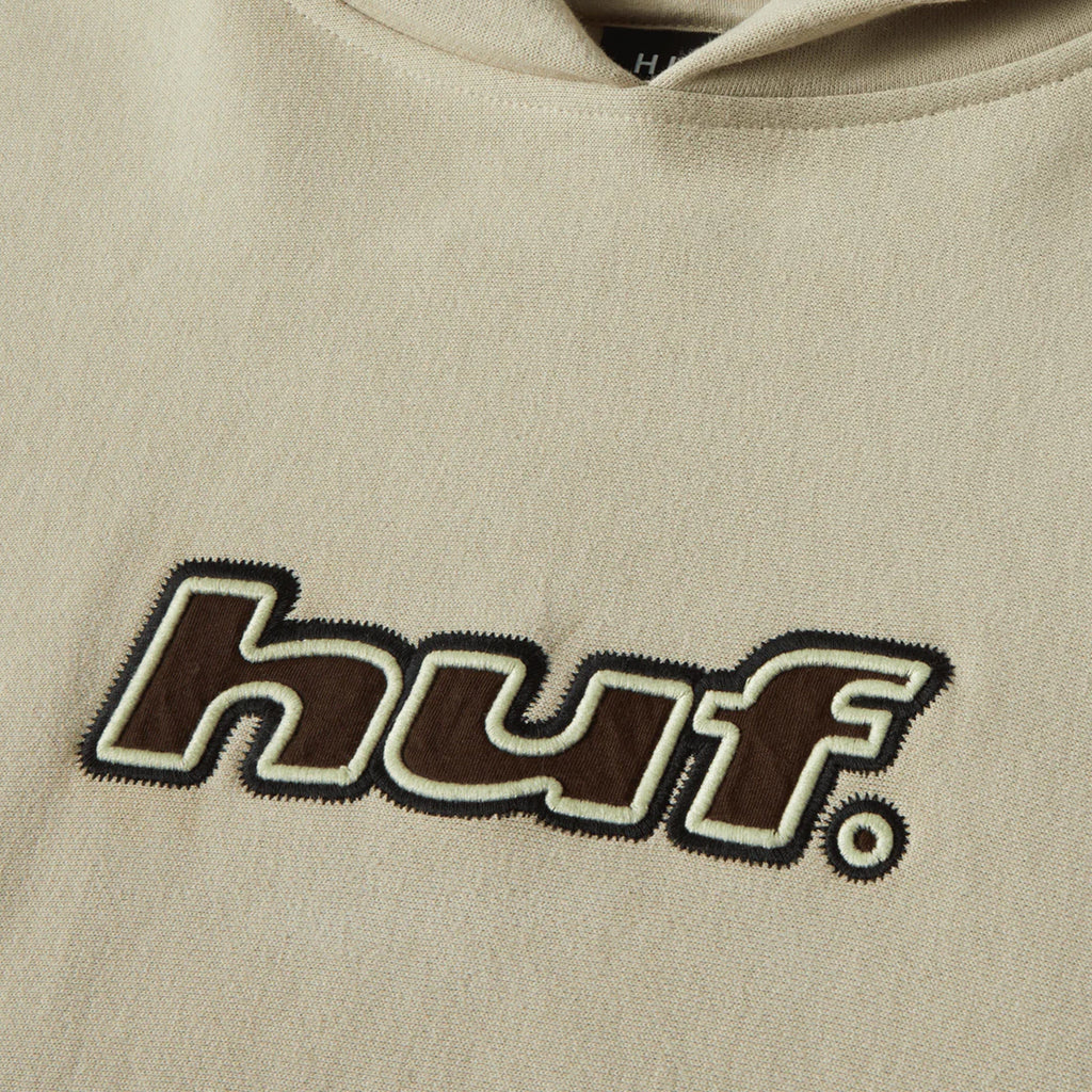 HUF Logo Applique Hooded Fleece - Putty - Front Close Up