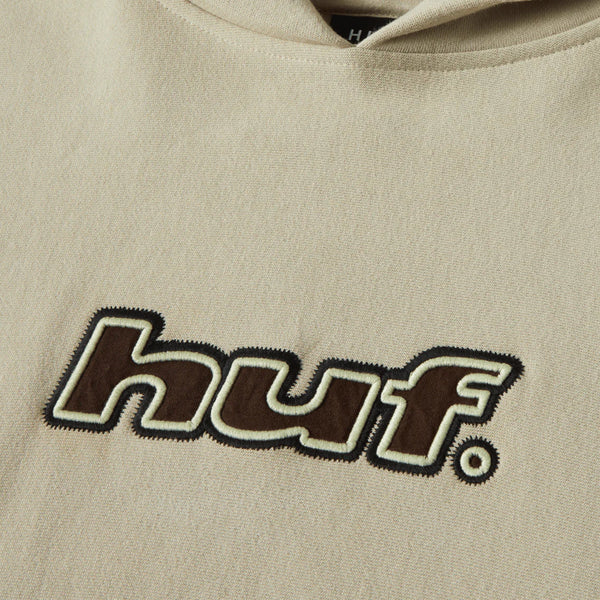 HUF Logo Applique Hooded Fleece - Putty - Front Close Up