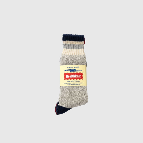Healthknit Socks - Grey Marl Multi Stripe