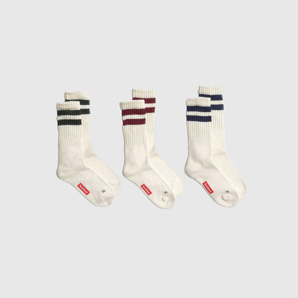 Healthknit Socks - Off White / Dark Green / Navy / Burgundy