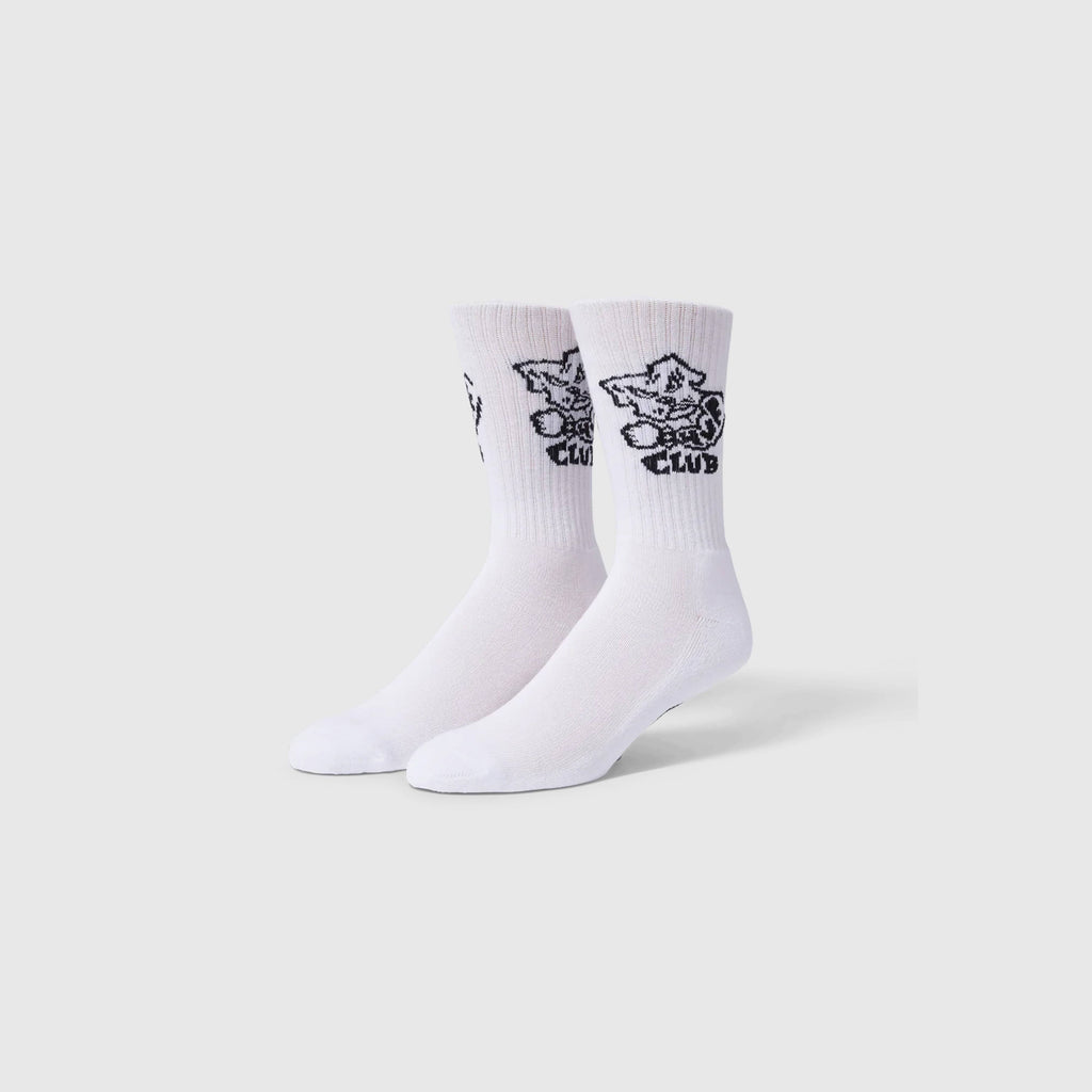 HUF Club Crew Sock - White - Front